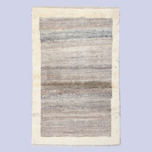 Genuine Handwoven Persian Minimalist Gabbeh Rug – Bordered Brown Wool