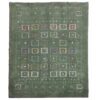 Handwoven Persian Kheshti Gabbeh Rug - Geometric Green Wool