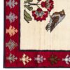 Handwoven Persian Pictorial Gabbeh Rug - Birds & Flowers Cream Wool