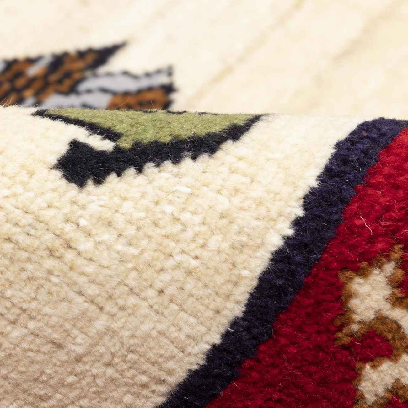 Handwoven Persian Pictorial Gabbeh Rug – Birds & Flowers Cream Wool