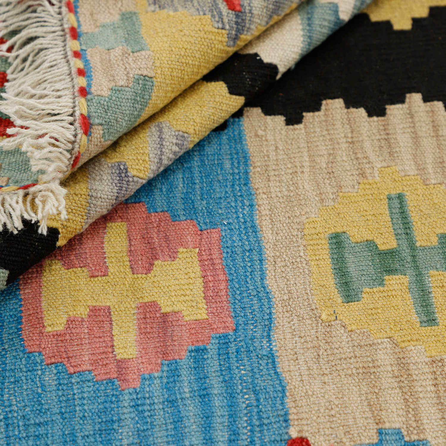 Fars Qashqai Geometric Kilim Rug – Genuine Handwoven Persian Wool