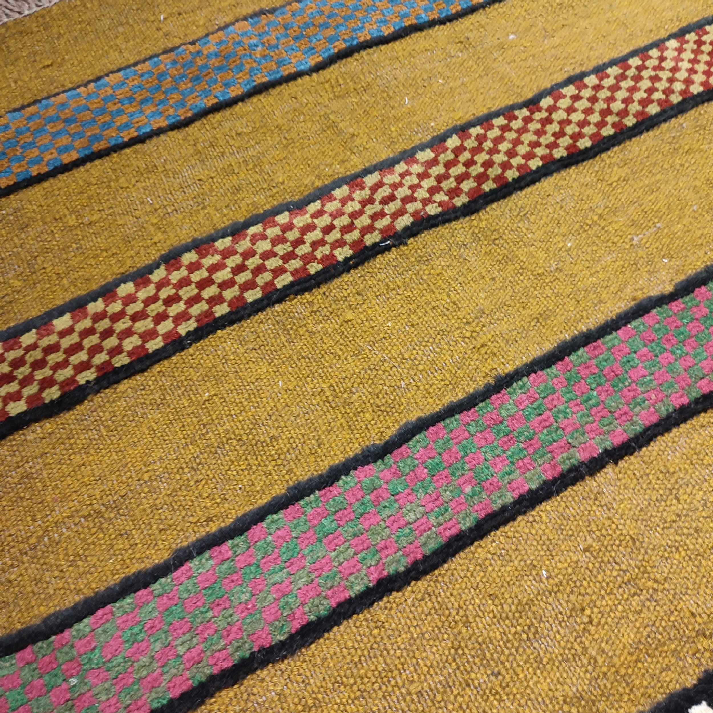 Genuine Yellow Striped Kilim Rug from Fars – Handwoven Persian Wool