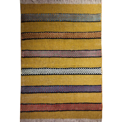 Genuine Yellow Striped Kilim Rug from Fars - Handwoven Persian Wool