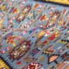 Genuine Sanandaj Floral Kilim Runner - Handwoven Persian Wool Blue