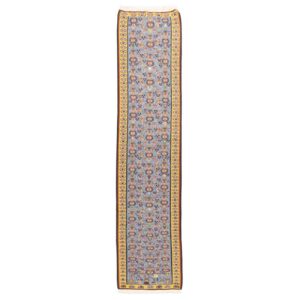 Genuine Sanandaj Floral Kilim Runner – Handwoven Persian Wool Blue