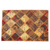 Vintage Persian Hand-Knotted Patchwork Carpet Geometric Cream & Red