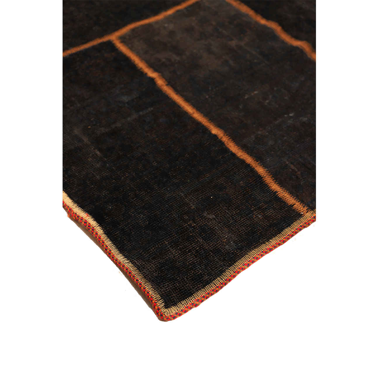 Vintage Persian Hand-Knotted Patchwork Carpet Dark Brown