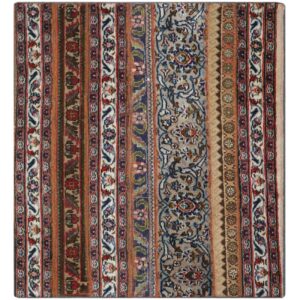 Vintage Persian Hand-Knotted Patchwork Carpet Striped Brown