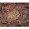 Vintage Persian Hand-Knotted Patchwork Carpet Geometric Cream & Red