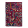 Vintage Persian Hand-Knotted Patchwork Carpet Crimson