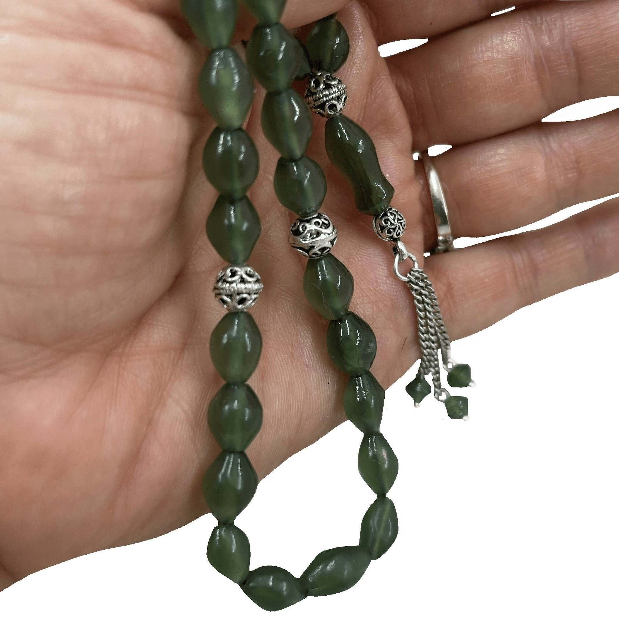 Islamic Afghan Shah Maghsoud Rosary Crafted with 33 Prayer Beads with Silver Cord