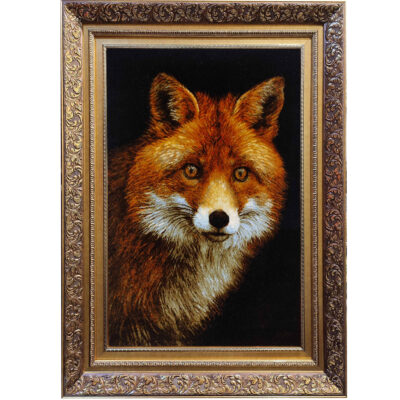 Hand-Knotted Persian Silk Pictorial Wall Hanging Rug – Red Fox Design, Tabriz