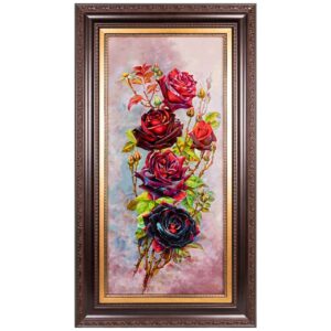 Hand-Knotted Persian Pictorial Rug from Tabriz Depicting Rose Flowers