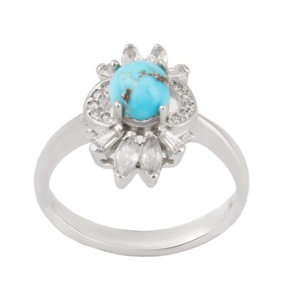 Neyshabur Turquoise Silver Gemstone Ring for Women – Handcrafted Bohemian Design