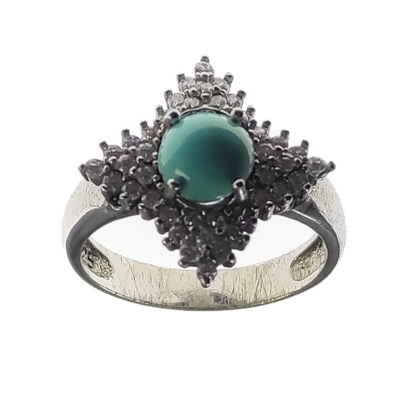 Neyshabur Turquoise Silver Gemstone Ring for Women – Handcrafted Sanam Model, Traditional Persian Design