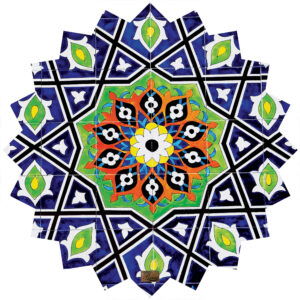 Persian Velvet Tablecloth with Mosaic Tile Design Blue