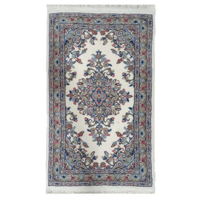 Hand-Knotted Persian Rug (Traditional Bordered Floral Medallion) - Gray Wool