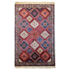 Hand-Knotted Persian Chaharmahal & Bakhtiari Yalameh Rug (Geometric Diamond) - Red Wool