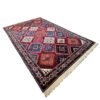 Hand-Knotted Persian Chaharmahal & Bakhtiari Yalameh Rug (Geometric Diamond) - Red Wool