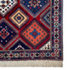 Hand-Knotted Persian Chaharmahal & Bakhtiari Yalameh Rug (Geometric Diamond) - Red Wool