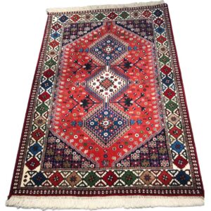 Hand-Knotted Persian Fars Qashqai Tribal Rug (Geometric Diamond) – Red Wool
