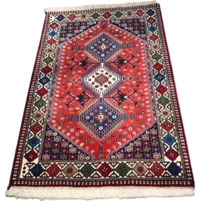 Hand-Knotted Persian Fars Qashqai Tribal Rug (Geometric Diamond) - Red Wool