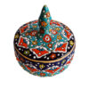 Handcrafted Persian Pottery Sugar Bowl with Lid - Minakari Enameled Artistic Blue