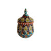 Handcrafted Persian Pottery Sugar Bowl with Lid - Minakari Enameled Kreshmeh
