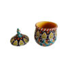 Handcrafted Persian Pottery Sugar Bowl with Lid - Minakari Enameled Kreshmeh