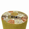 Round Footstool Floral Green with Wooden Legs