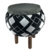 Round Velvet Footstool with Wooden Legs