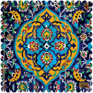 Velvet Tablecloth Persian Elegance in Tile Blue