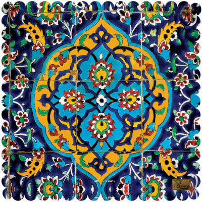 Velvet Tablecloth Persian Elegance in Tile Blue