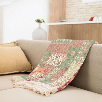 Velvet Throw Soft & Light for Sofa Model Floral