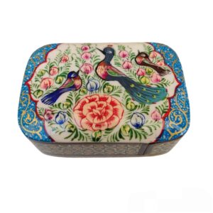 Persian Wooden Playing Card Box – Khatam Enameled Birds & Flowers