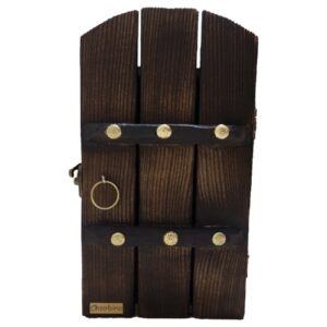 Handcrafted Persian Wooden Wall Key Holder with Traditional Style Old House Door Design