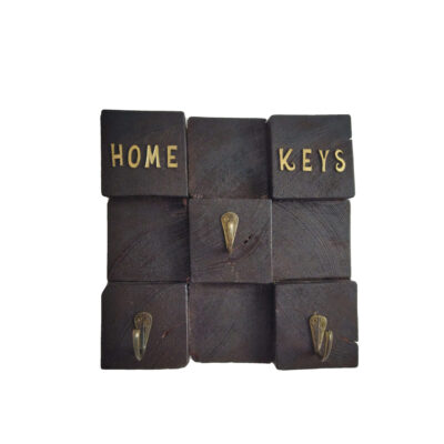 Handcrafted Wooden Wall Key Holder with Entrance Cube Design for Entryway