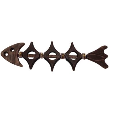 Handcrafted Wooden Wall Key Holder with Fish Bone Design for Home Entryway