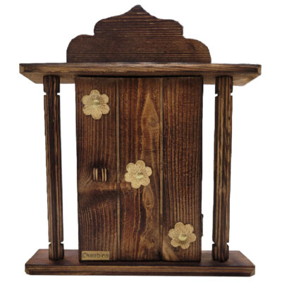 Handcrafted Wooden Wall Key Holder with Floral Design for Entryway