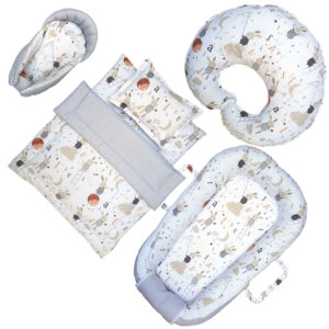 6 Piece Cotton Baby Bedding Set with Little Bunny Design