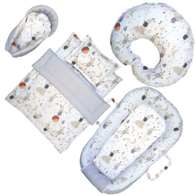 6 Piece Cotton Baby Bedding Set with Little Bunny Design