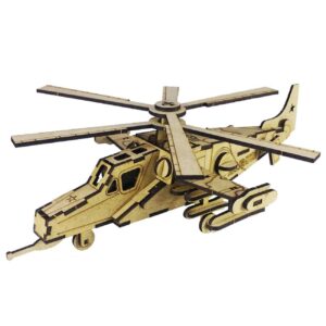 64-Piece Wooden 3D Puzzle Model Kit – Attack Helicopter