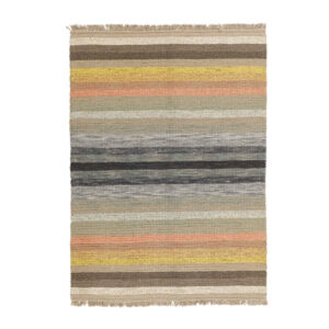 Artisanal Handwoven Persian Striped Gabbeh Rug – Gray Wool