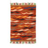 Artisanal Isfahan Kilim Rug with Red Waves - Handwoven Persian Wool