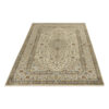 Hand-Knotted Persian Kashan Rug (Lachak Toranj Floral Medallion) - Cream Cotton & Wool
