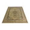 Hand-Knotted Persian Kashan Rug (Lachak Toranj Floral Medallion) - Cream Cotton & Wool