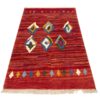 Authentic Handwoven Persian Kheshti Gabbeh Rug - Geometric Red Wool