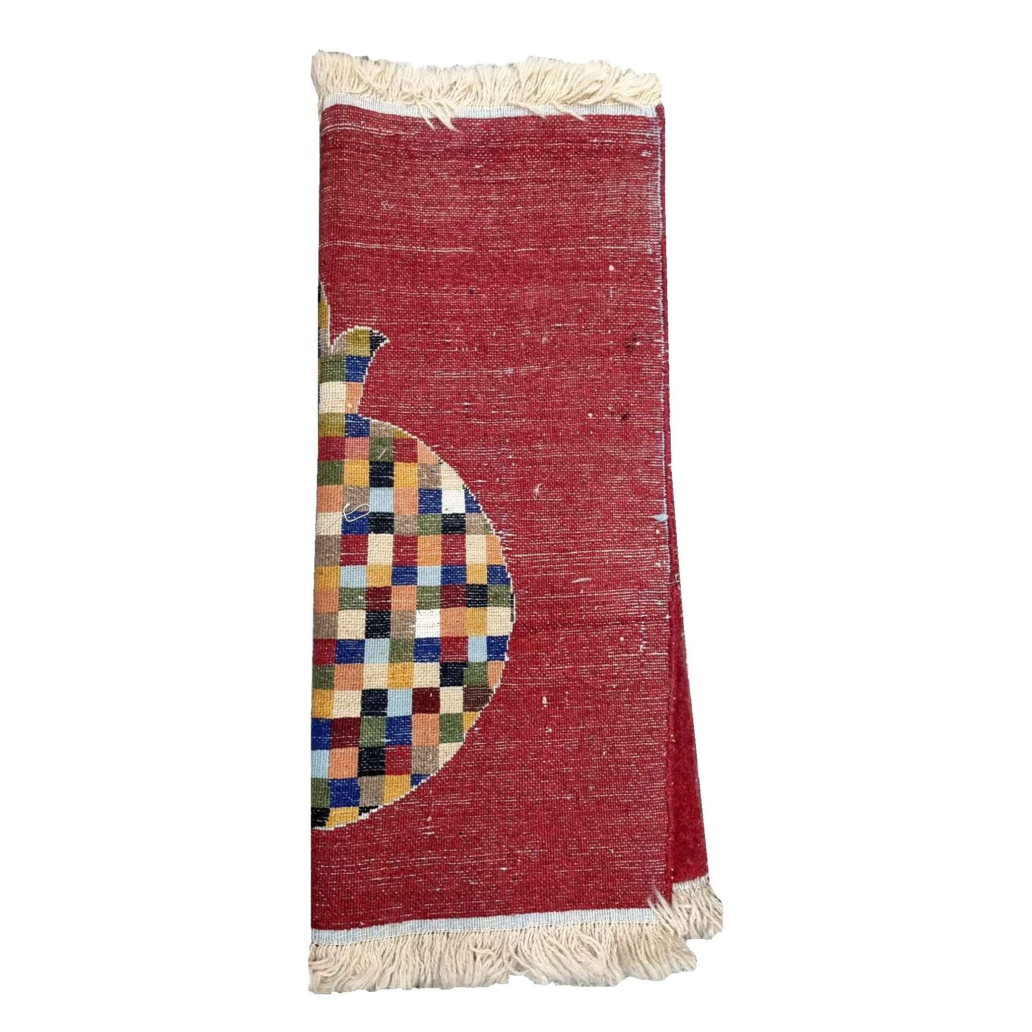 Authentic Handwoven Persian Pictorial Gabbeh Rug – Red Wool