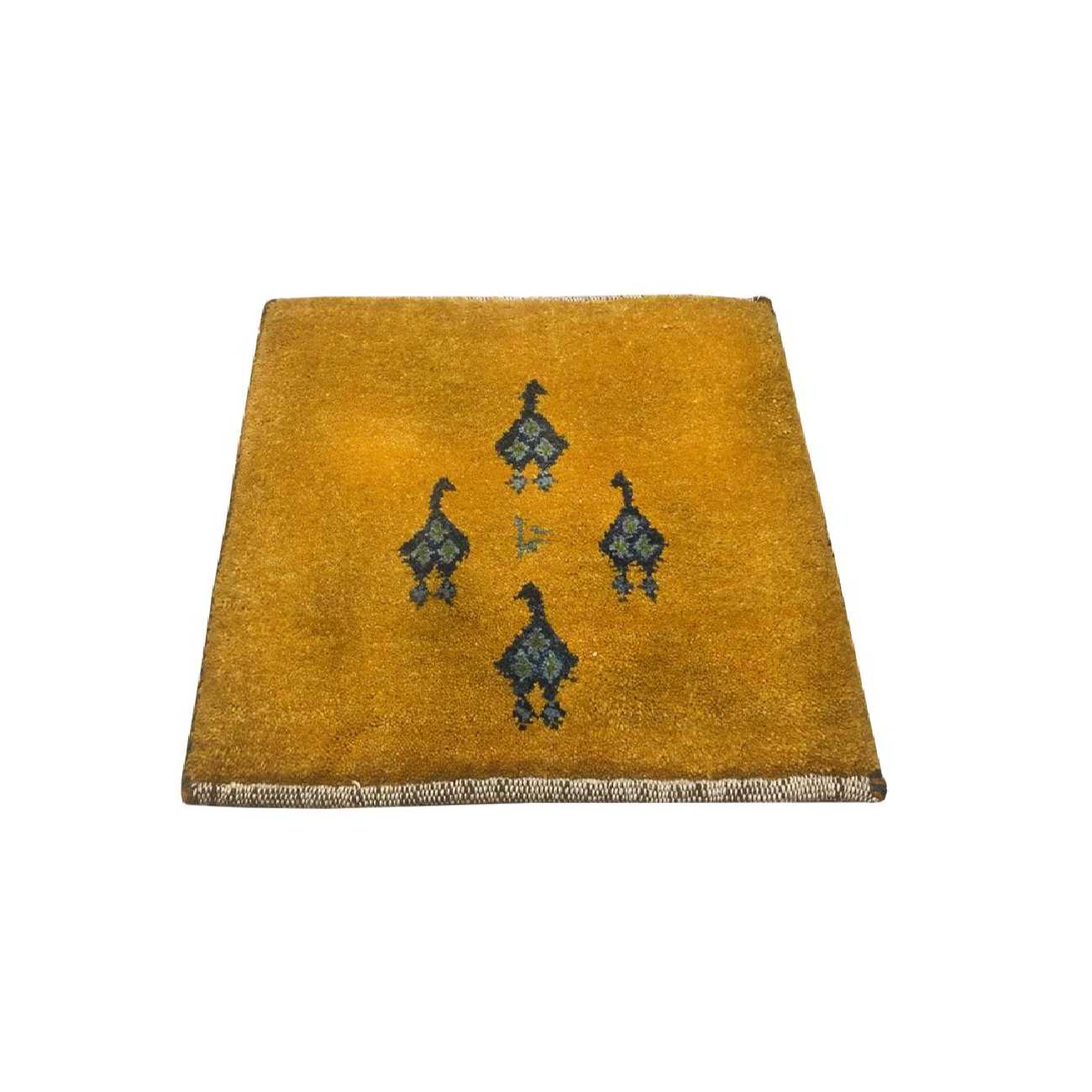 Genuine Handwoven Persian Pictorial Gabbeh Rug – Duck Animal Motifs Yellow Wool
