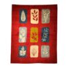 Authentic Handwoven Persian Pictorial Gabbeh Rug - Leaf Motifs Red Wool
